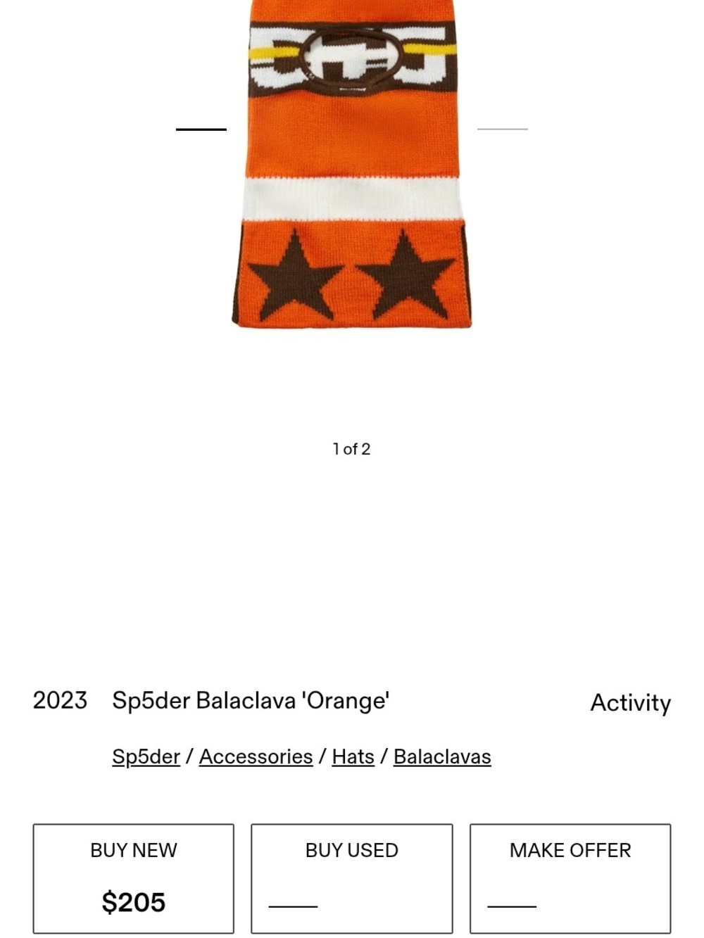2023 Sp5der 555 Balaclava 'Orange'